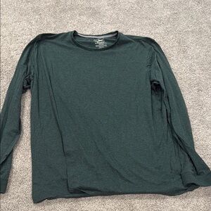 L.L. Bean Green Long Sleeve Tee Classic Cotton Comfort